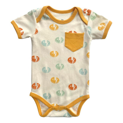 GOTS Certified Organic Cotton Short Sleeve Bodysuit - Smiley Bolts