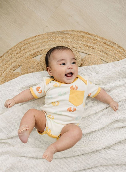 GOTS Certified Organic Cotton Short Sleeve Bodysuit - Smiley Bolts