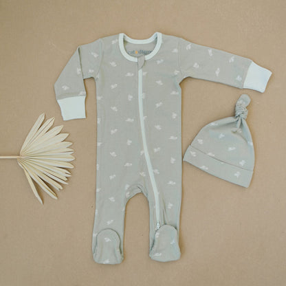 GOTS Certified Organic Cotton Zippy Footed - Freshwater Snail