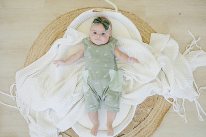 GOTS Certified Organic Cotton Sleeveless Romper - Freshwater Snail