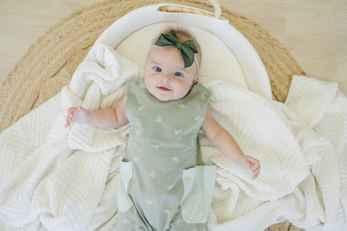 GOTS Certified Organic Cotton Sleeveless Romper - Freshwater Snail