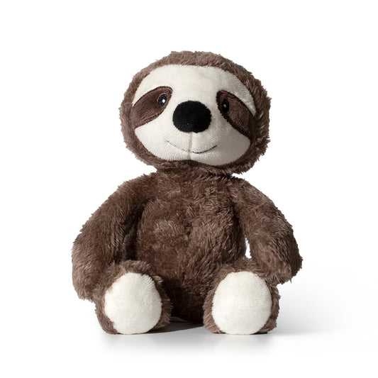 Plush toy sloth on a white background