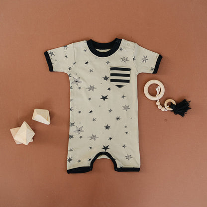 GOTS Certified Organic Cotton Short Sleeve Romper - Cosmic Stars