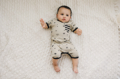 GOTS Certified Organic Cotton Short Sleeve Romper - Cosmic Stars