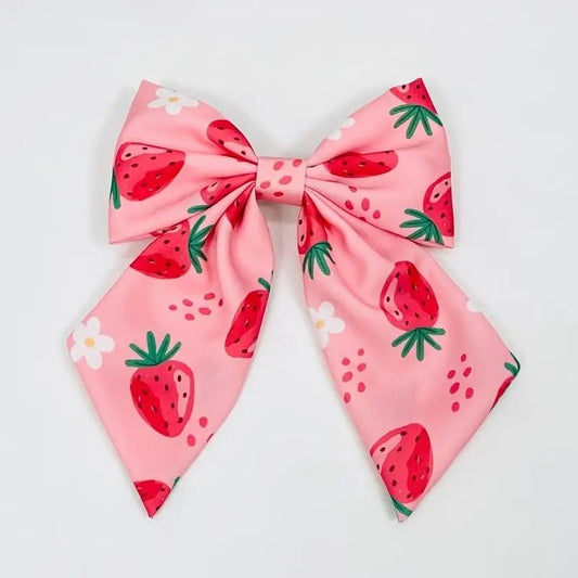 Strawberry Bow Tie Hair Clip