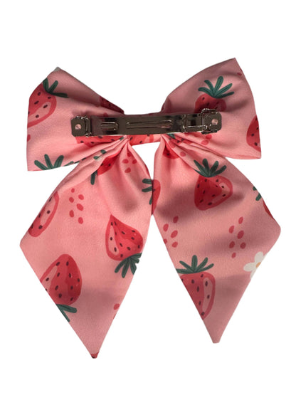 Strawberry Bow Tie Hair Clip