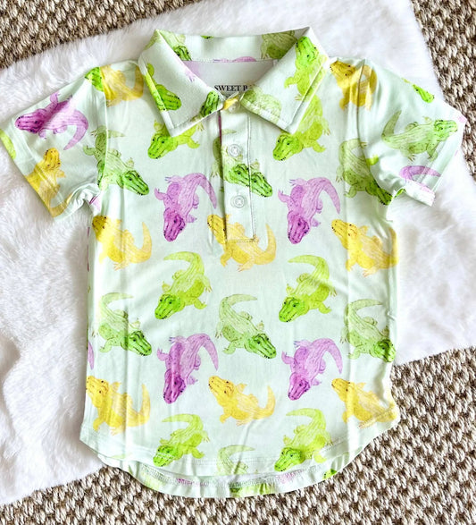 Sweet Bay Clothing - Mardi Gras Alligator Polo Shirt