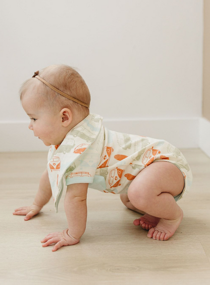 GOTS Certified Organic Cotton Short Sleeve Bodysuit - Vintage Busses