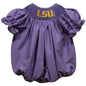 Vive La Fete - LSU Tigers Smocked Purple Gingham Short Sleeve Girls Bubble