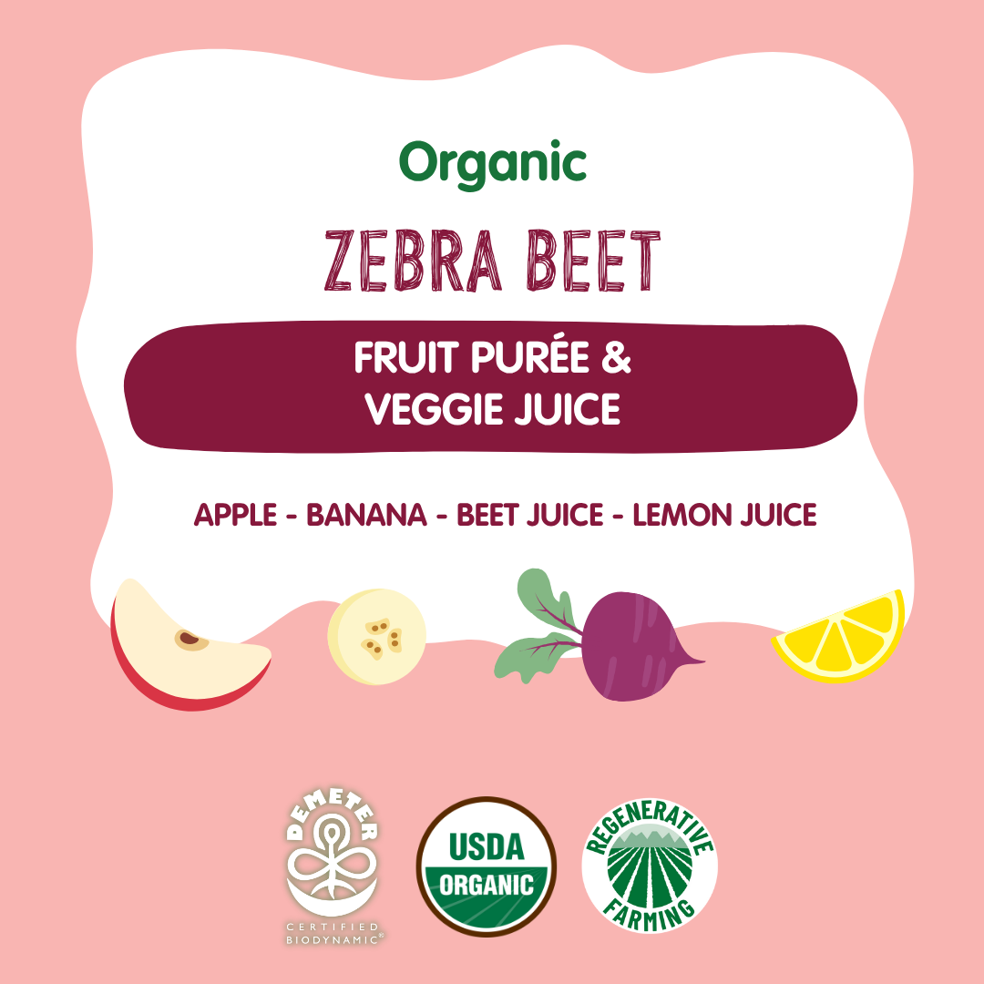 Holle Baby Food Pouches - Organic Fruit & Veggie Puree - Zebra Beet