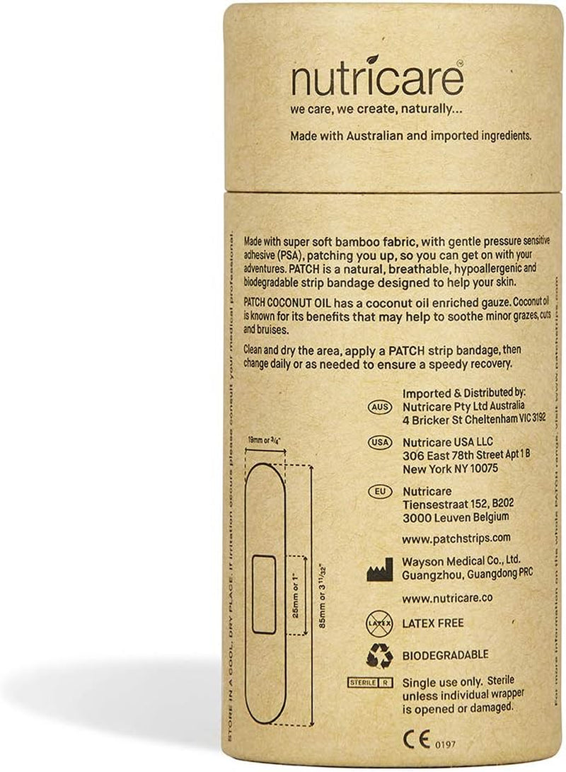 PATCH Kids Bamboo Bandages – Eco-Friendly, Hypoallergenic First Aid Strips with Coconut Oil – Biodegradable, Compostable, Latex-Free, Plastic-Free, 25 Count (Pack of 3)