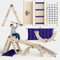 Apollo 5in1 Climbing Set:  Pikler Triangle, Net, Arch, Slide Board, and Cushion for Little Astronauts