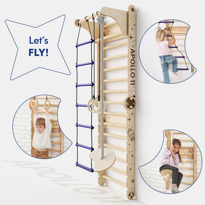 Apollo Swedish Wall / Climbing ladder for Little Austronauts + Moon swing Set + Slide Board