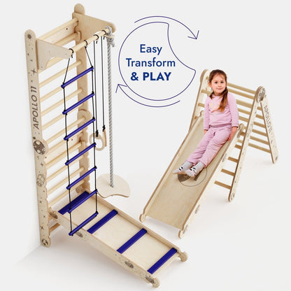 Apollo Swedish Wall / Climbing ladder for Little Austronauts + Moon swing Set + Slide Board