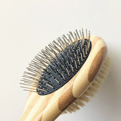 Two-Sided Pet Brush – Bristle & Wire for Shedding & Detangling