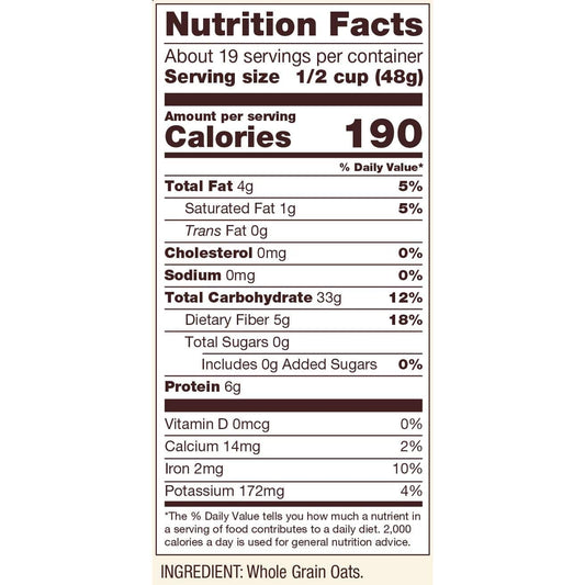 Oats, Regular Rolled, Gluten-Free, Organic, Bob's Red Mill