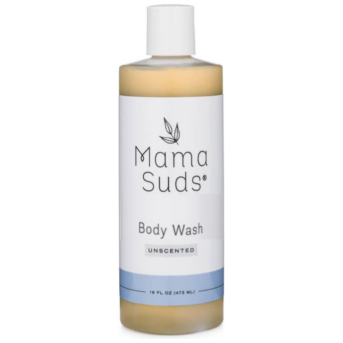 Mama Suds body wash bottle on a white background