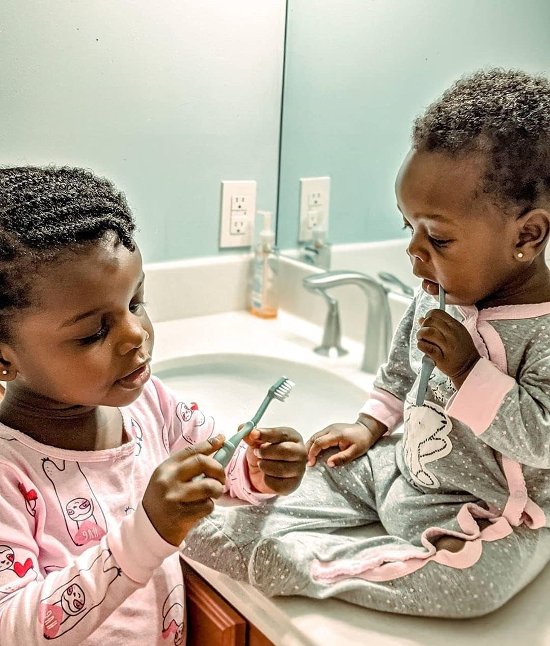 ® All-Natural Eco Friendly Kids Toothbrush Made from Plants - Dinosaurs 4-36M - Baby to Toddler - Blue/Green - 4Pk | 1% for the Planet Product