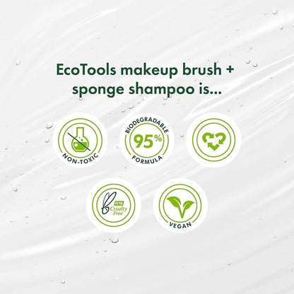 EcoTools Makeup Brush Shampoo – Gentle Plant-Based Cleaner for Makeup Brushes & Sponges | 2 Pack, 6 oz Bottles | Vegan, Hypoallergenic, Eco-Friendly