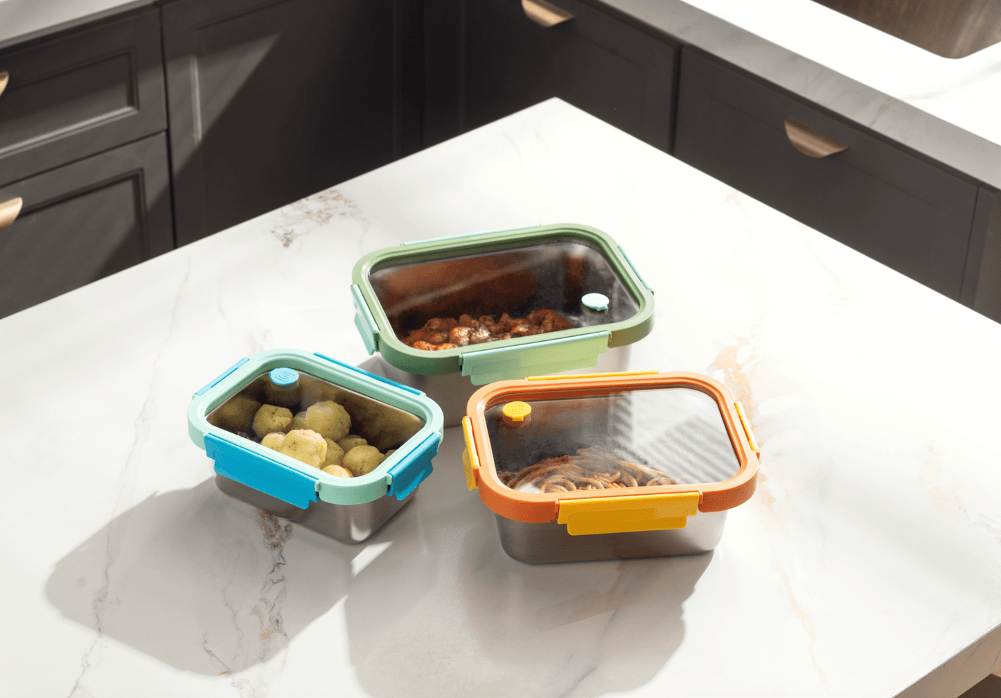 Multicolor Microwave Safe Stainless Steel Set
