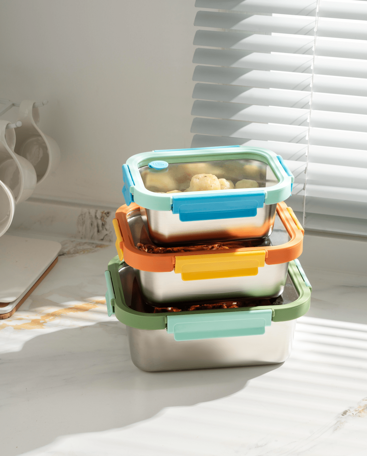 Multicolor Microwave Safe Stainless Steel Set