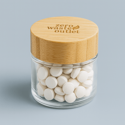 Reusable Glass Jar with Bamboo Lid - For Tooth Tablets