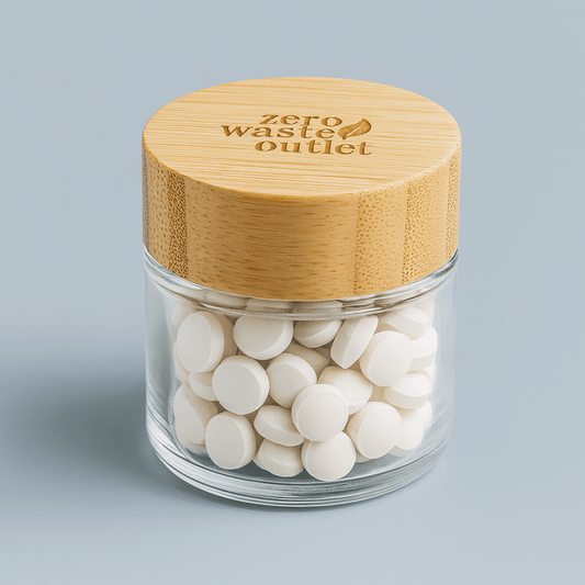 Reusable Glass Jar with Bamboo Lid - For Tooth Tablets