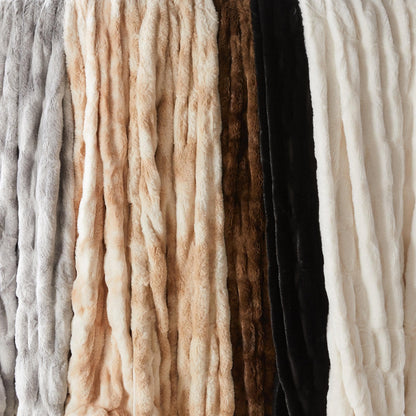 Ruched Faux Fur Throw Blanket - Alondra Collection