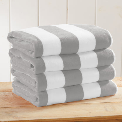 Cotton Velour Cabana Stripe Beach Towel - Novia Collection