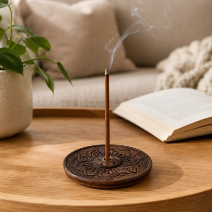 Lotus Wisdom Wooden Tibetan Incense Holder for Daily Use