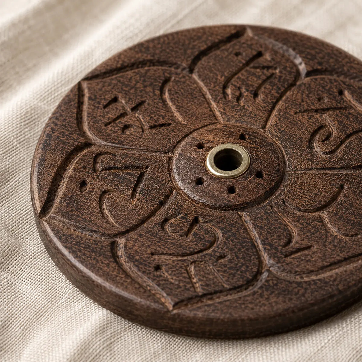 Lotus Wisdom Wooden Tibetan Incense Holder for Daily Use