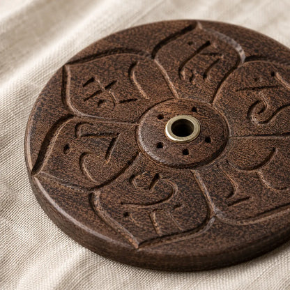 Lotus Wisdom Wooden Tibetan Incense Holder for Daily Use