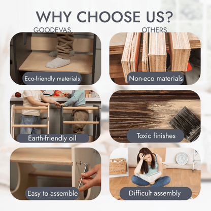 Stable Montessori Tower: Wooden Growing Chair - Ivory