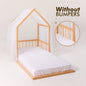 Wooden Montessori House Floor Bed with Fence and Roof for Kids (190x90 cm)