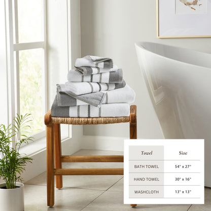 Decorative Cotton Stripe Bath Towel Set - Noelle Collection