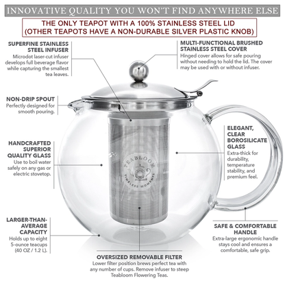 TeaBloom Round All-in-One Glass Teapot round