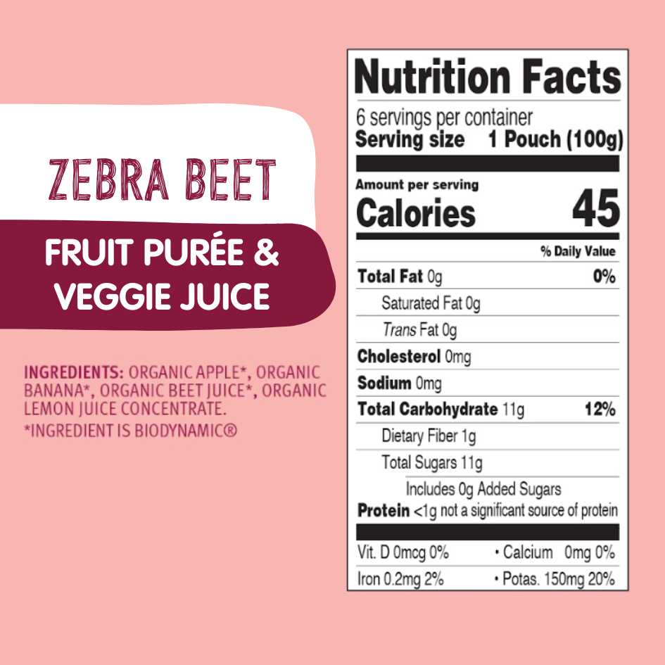 Holle Baby Food Pouches - Organic Fruit & Veggie Puree - Zebra Beet
